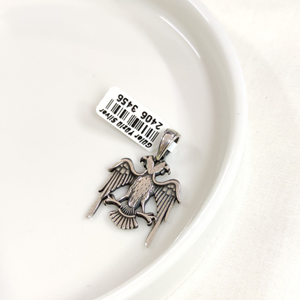 ÇİFT BAŞLI KARTAL GÜMÜŞ KOLYE UCU 24MM