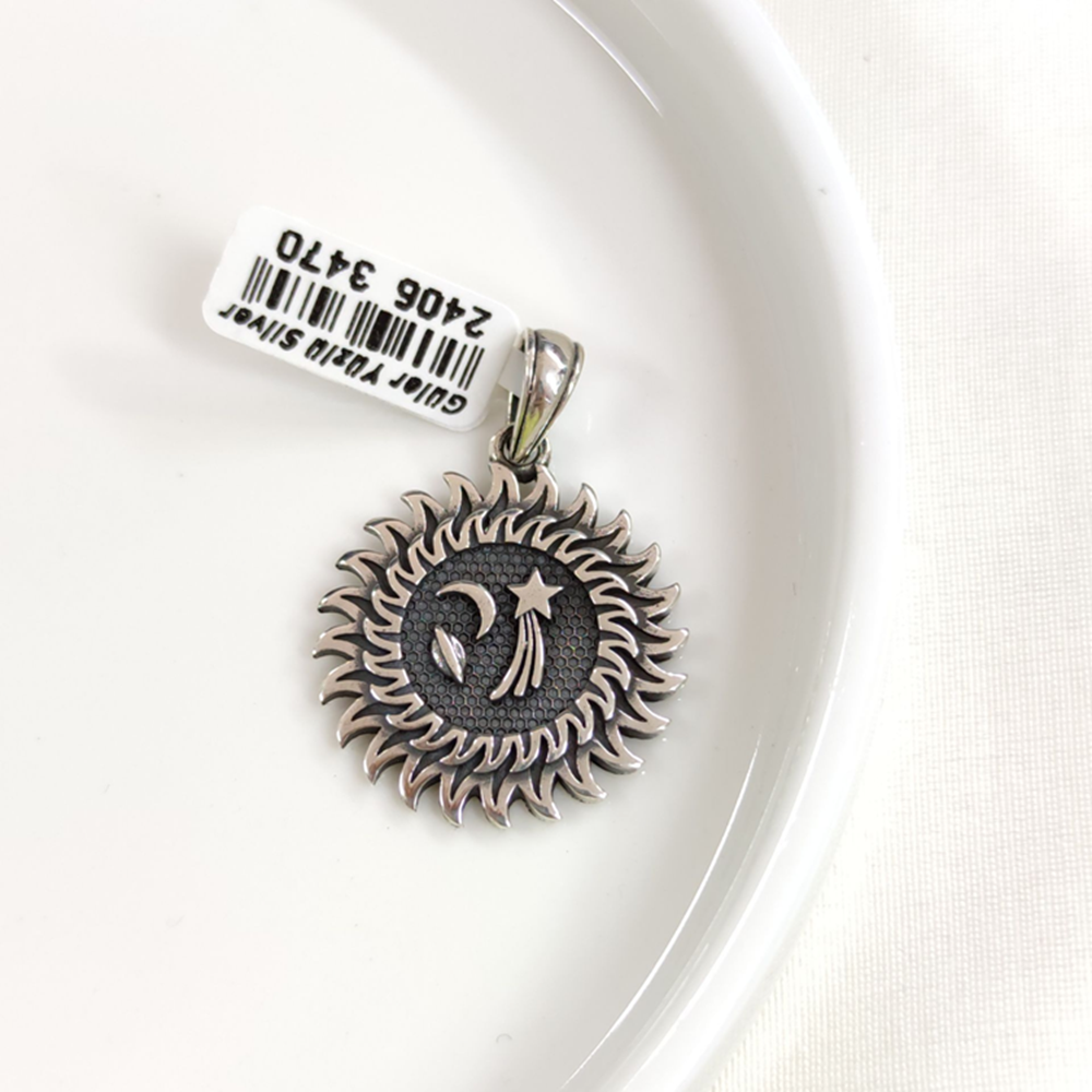 GÜNEŞ GÜMÜŞ KOLYE UCU 27MM