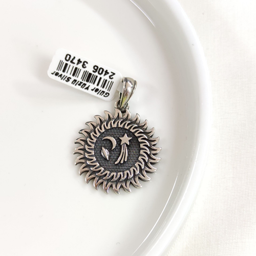 GÜNEŞ GÜMÜŞ KOLYE UCU 27MM