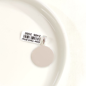 YUVARLAK DÜZ PLAKA GÜMÜŞ KOLYE UCU 22MM