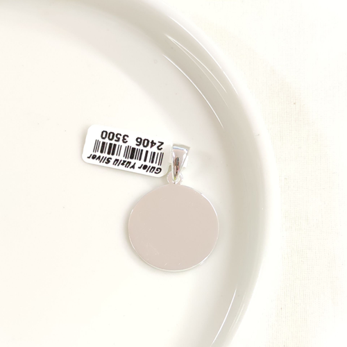 YUVARLAK DÜZ PLAKA GÜMÜŞ KOLYE UCU 22MM