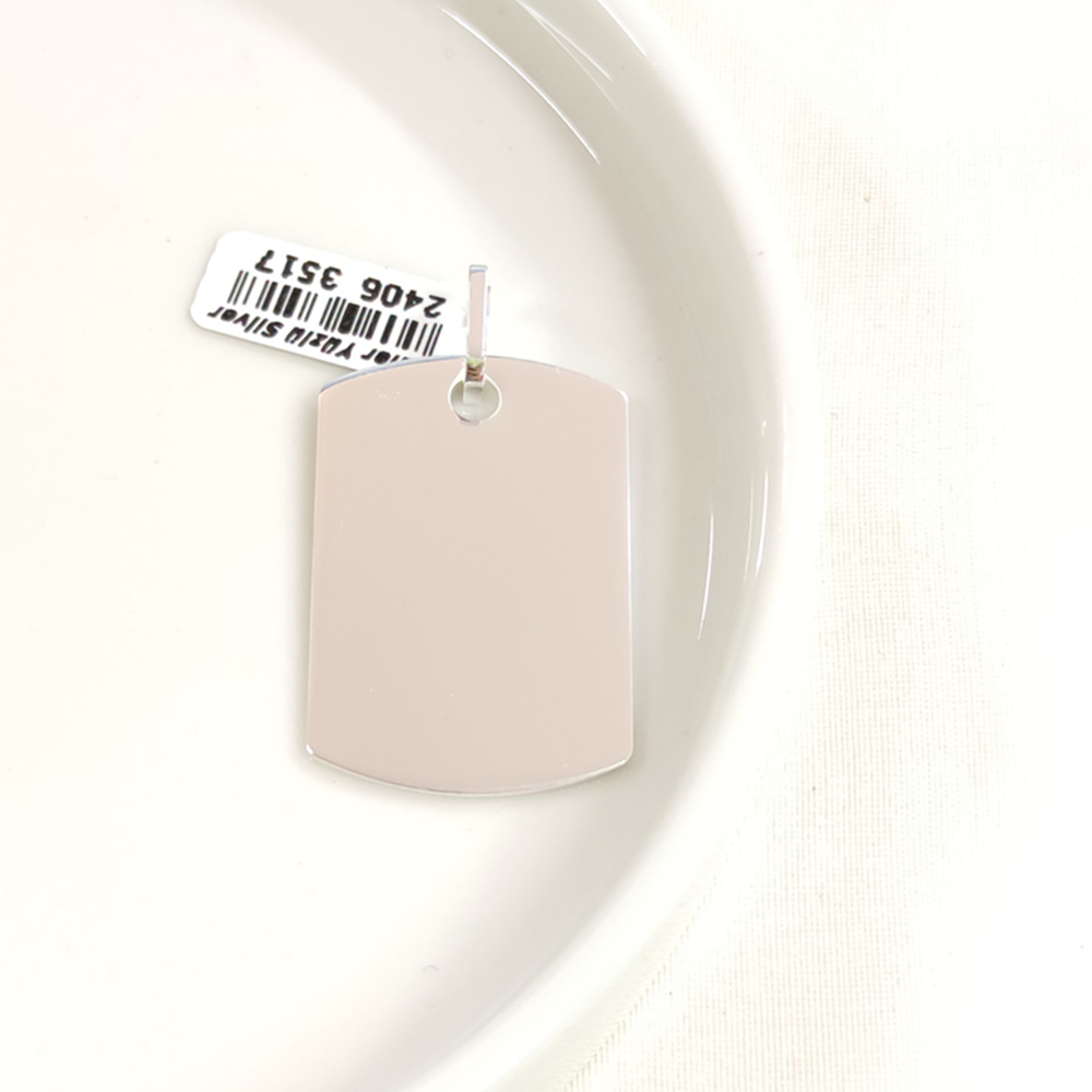 BÜYÜK DÖRTGEN DÜZ PLAKA GÜMÜŞ KOLYE UCU 37X25MM