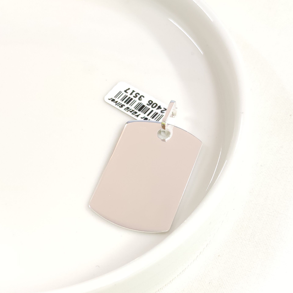 BÜYÜK DÖRTGEN DÜZ PLAKA GÜMÜŞ KOLYE UCU 37X25MM