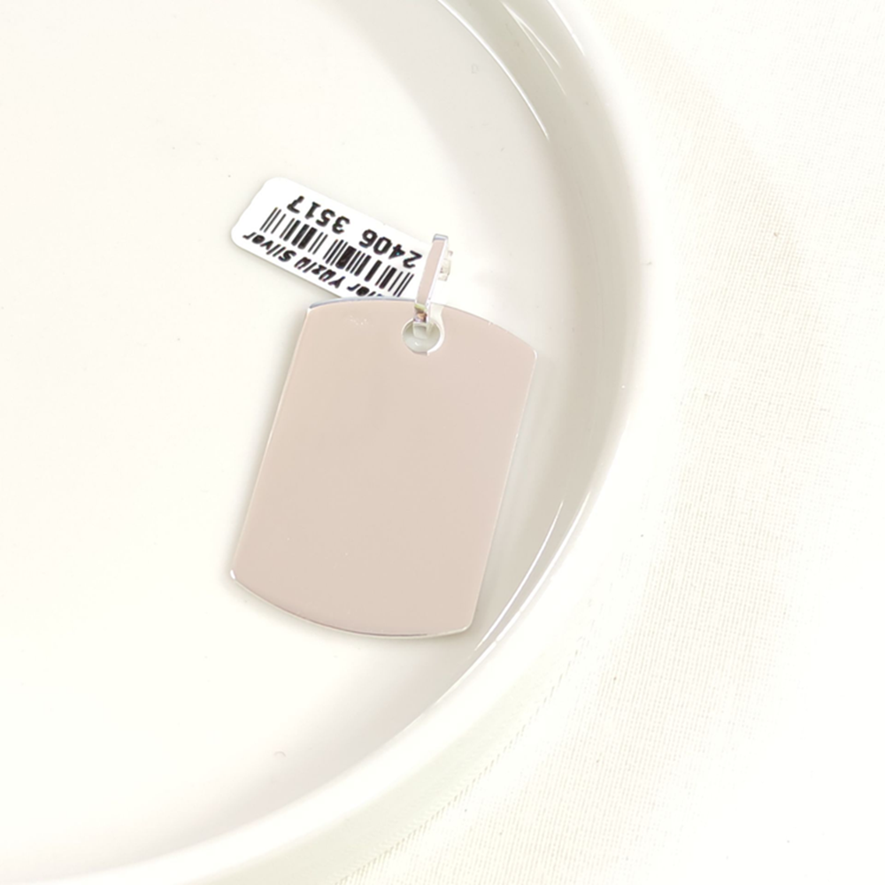 BÜYÜK DÖRTGEN DÜZ PLAKA GÜMÜŞ KOLYE UCU 37X25MM