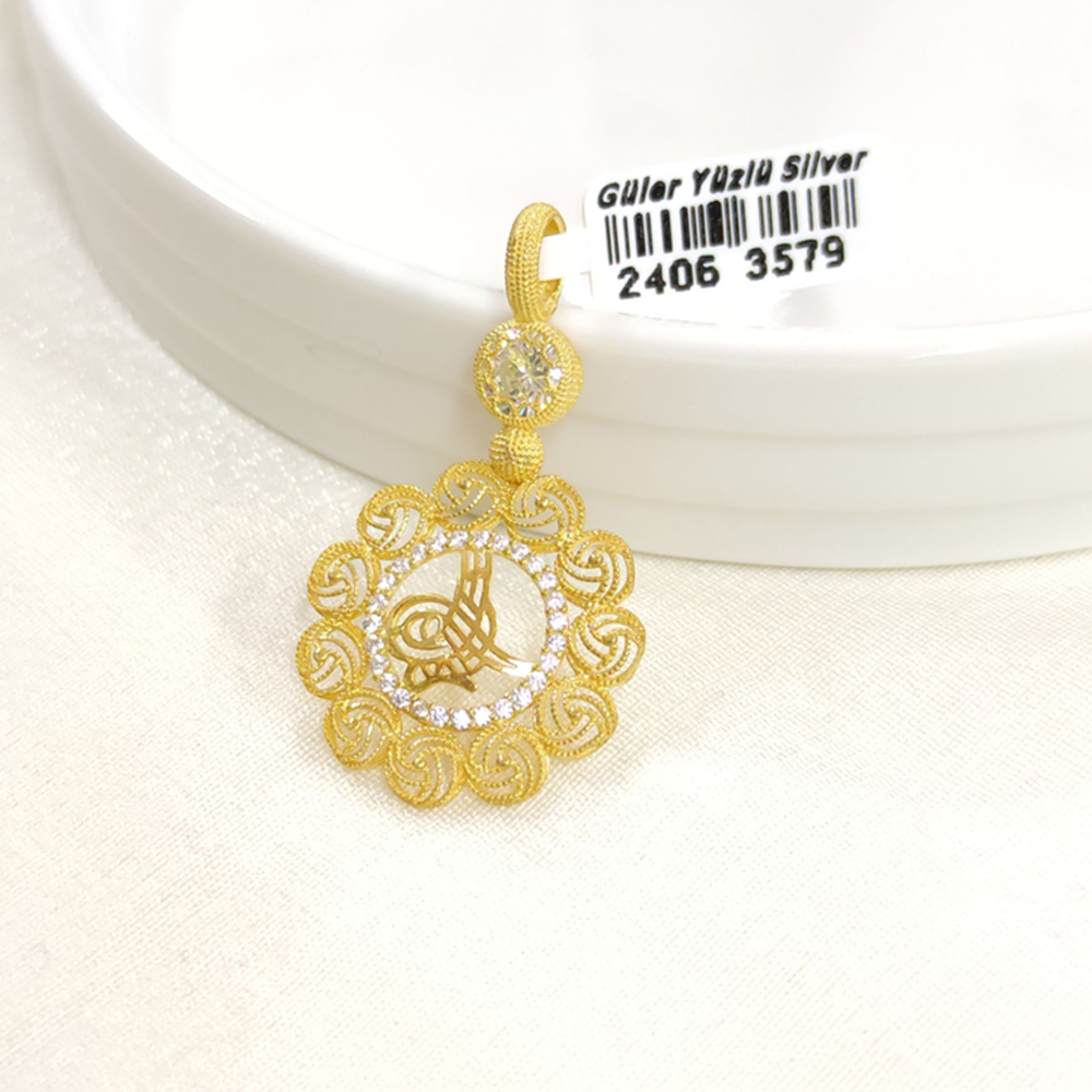 ÇİÇEK TUĞRA GÜMÜŞ KOLYE UCU 25x40MM