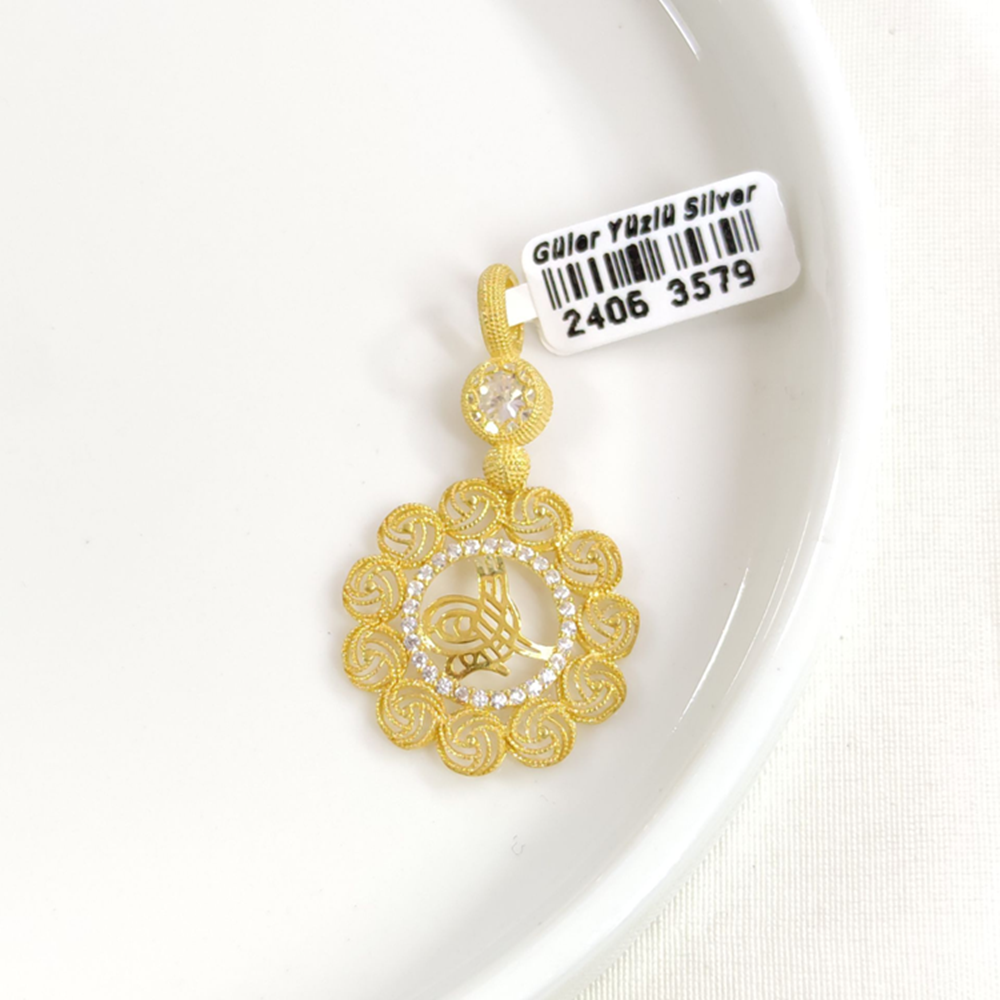 ÇİÇEK TUĞRA GÜMÜŞ KOLYE UCU 25x40MM