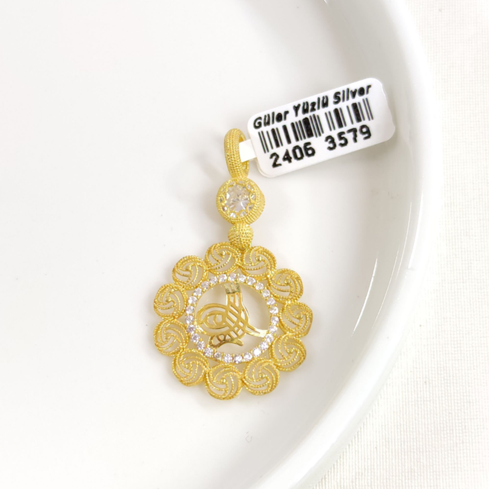 ÇİÇEK TUĞRA GÜMÜŞ KOLYE UCU 25x40MM