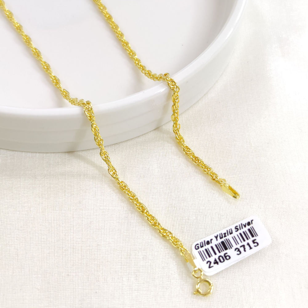 2,5 MM BURGU GÜMÜŞ ZİNCİR 65 CM - ALTIN SARI