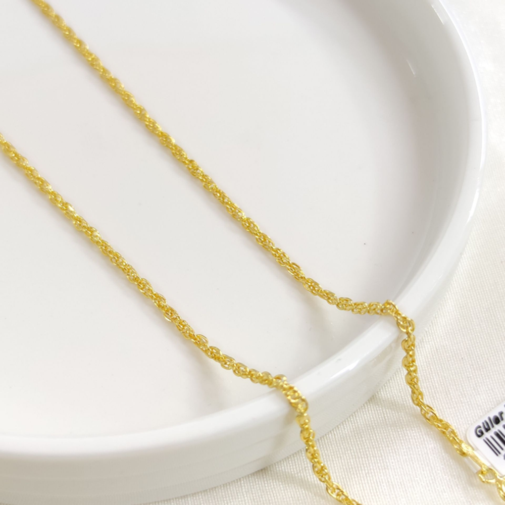 2 MM BURGU GÜMÜŞ ZİNCİR 55 CM - ALTIN SARI