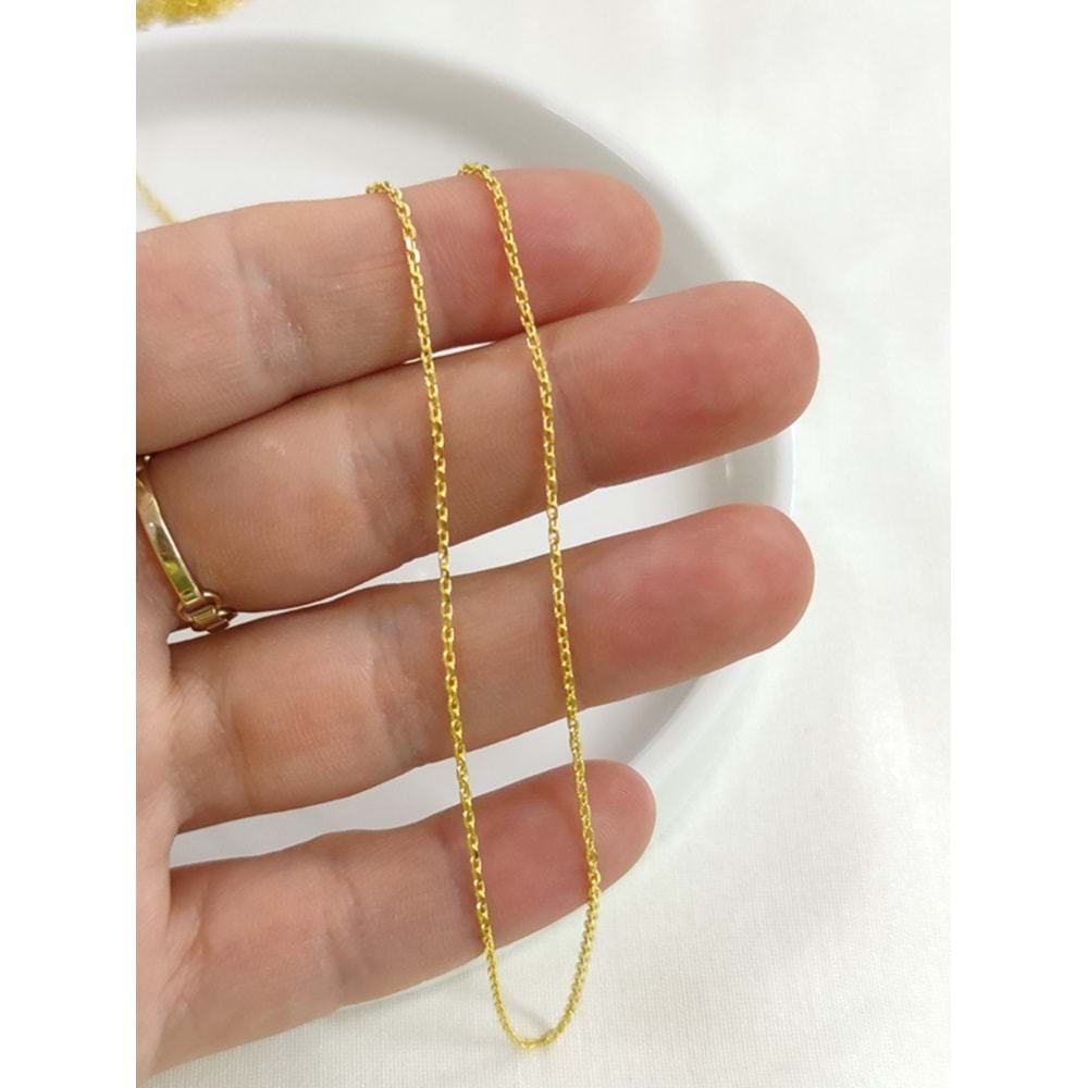 40 FORSE GÜMÜŞ ZİNCİR 55 CM - ALTIN SARI