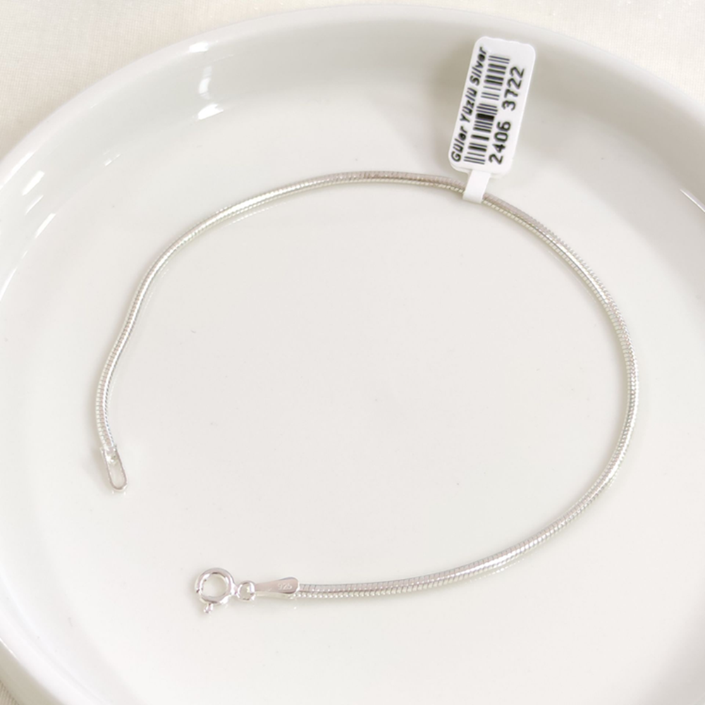 1,85 MM GÜMÜŞ YILAN ZİNCİR BİLEKLİK 22 CM