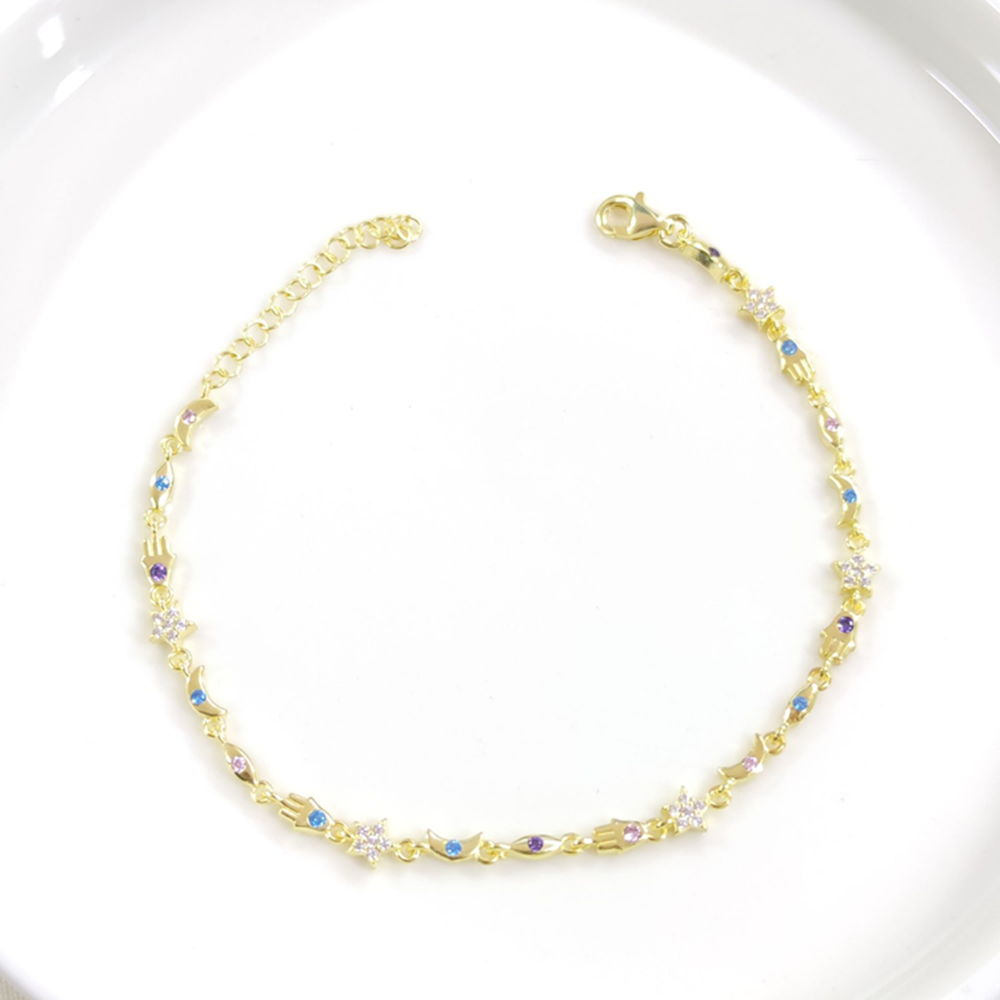 ŞANS RENKLİ TAŞLI GÜMÜŞ BİLEKLİK - ALTIN SARI