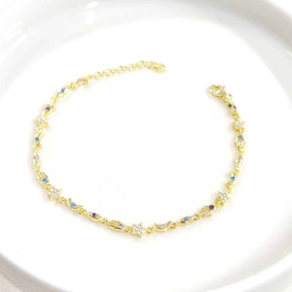 ŞANS RENKLİ TAŞLI GÜMÜŞ BİLEKLİK - ALTIN SARI