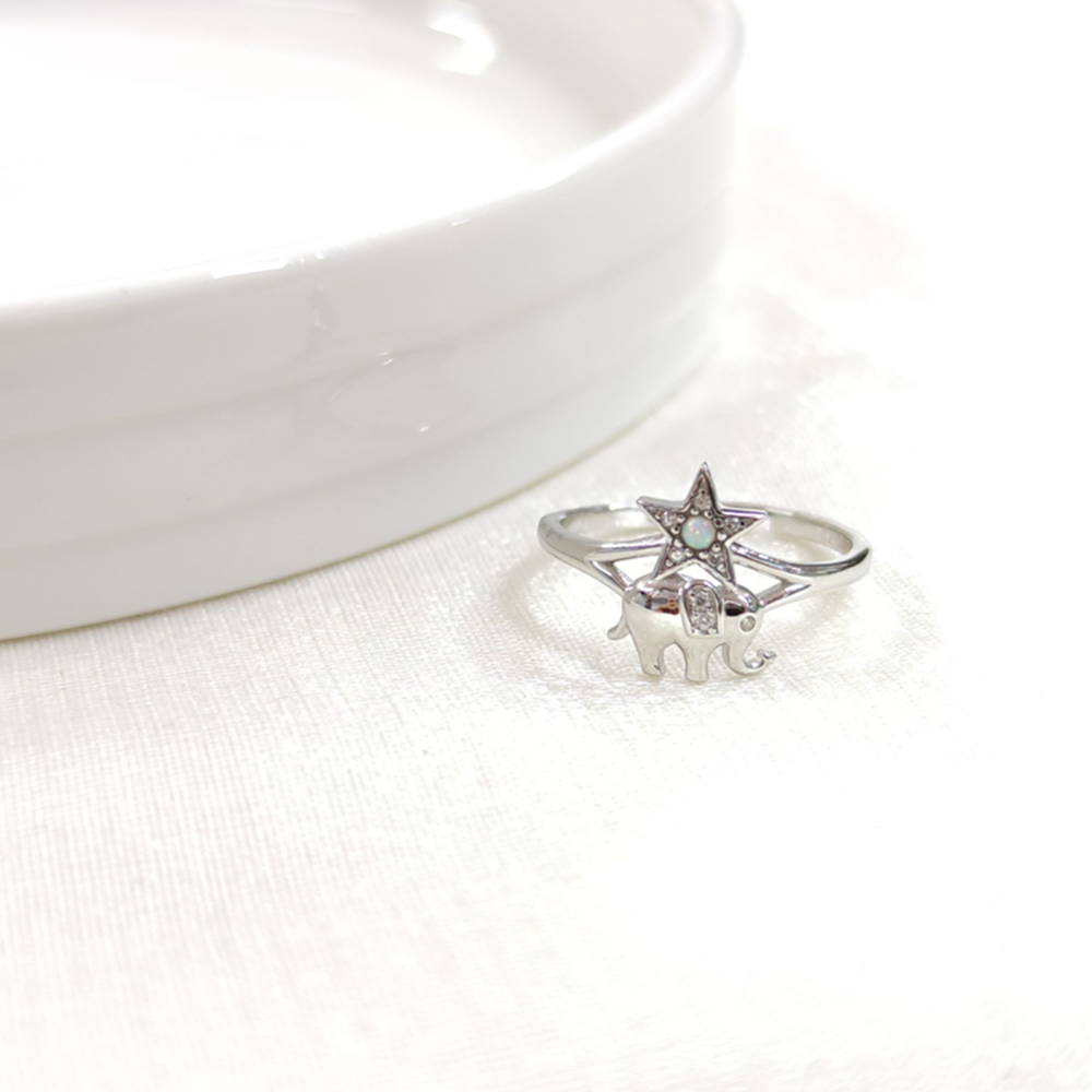 FİL OPAL YILDIZ AYARLANABİLİR GÜMÜŞ YÜZÜK