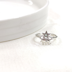 FİL OPAL YILDIZ AYARLANABİLİR GÜMÜŞ YÜZÜK