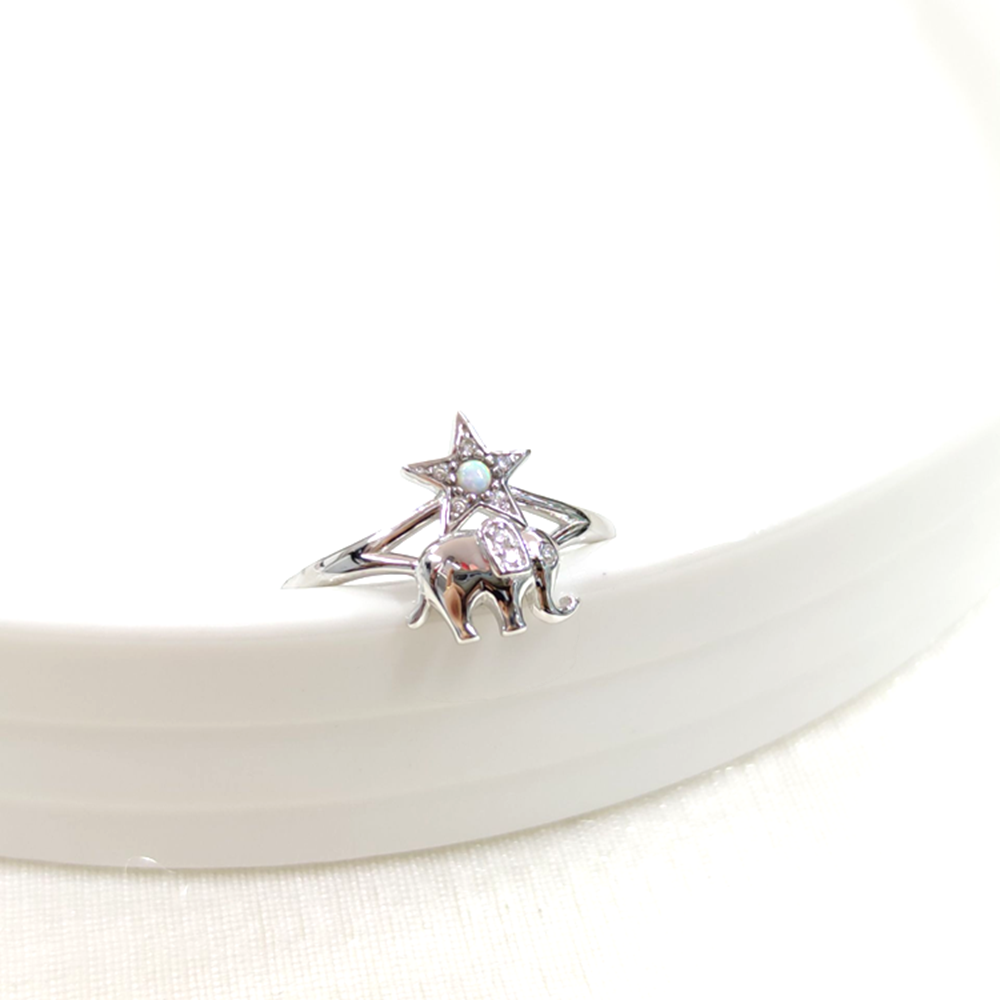 FİL OPAL YILDIZ AYARLANABİLİR GÜMÜŞ YÜZÜK