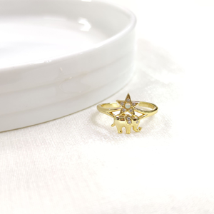 FİL OPAL YILDIZ AYARLANABİLİR GÜMÜŞ YÜZÜK