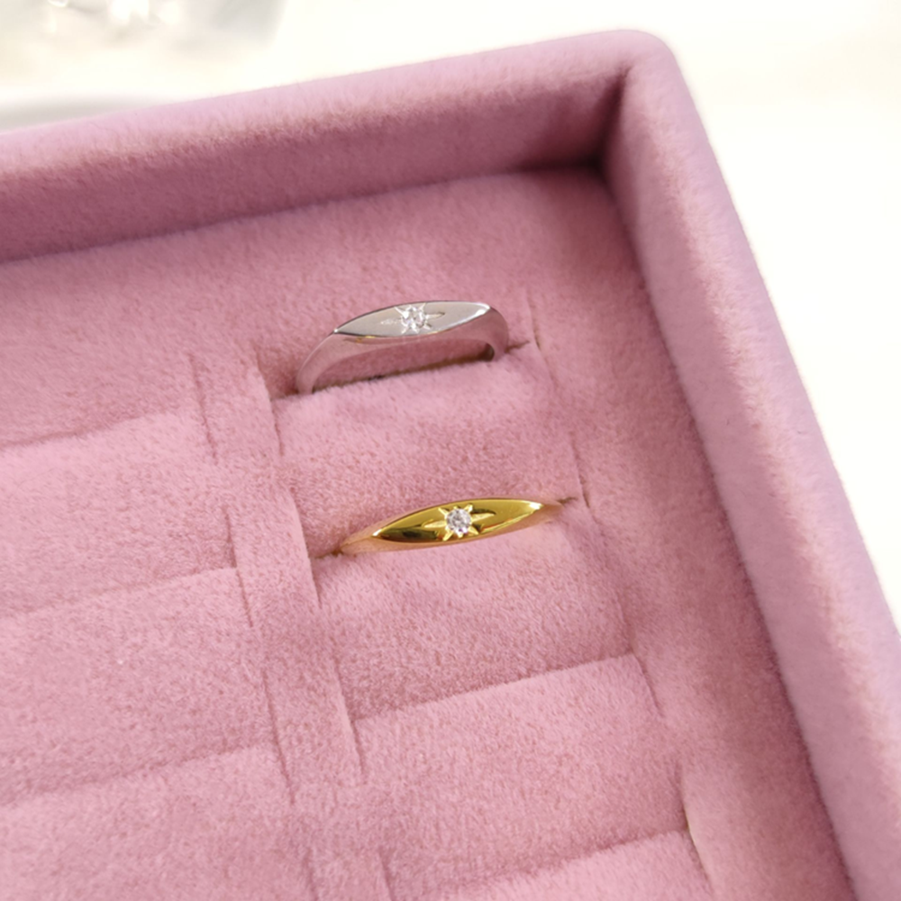 YILDIZ DETAYLI AYARLANABİLİR GÜMÜŞ YÜZÜK - RODYUM BEYAZ