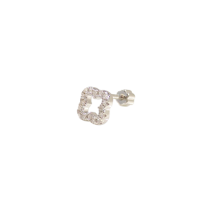 İÇİ BOŞ YONCA GÜMÜŞ TRAGUS PIERCING - RODYUM BEYAZ
