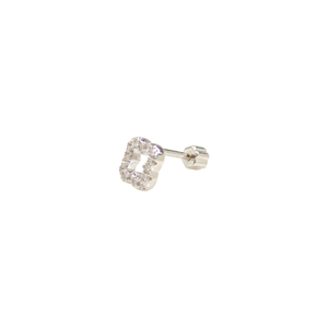 İÇİ BOŞ YONCA GÜMÜŞ TRAGUS PIERCING - RODYUM BEYAZ