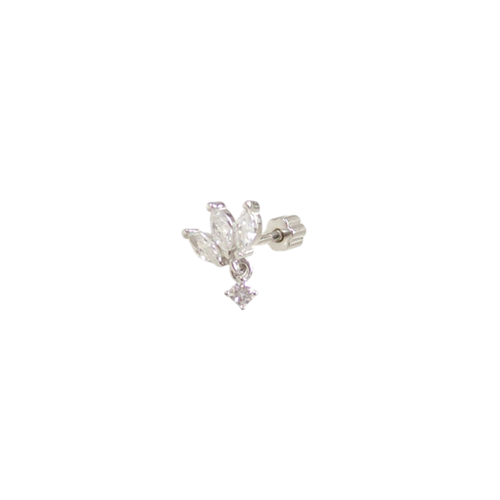 SALLANTILI LOTUS GÜMÜŞ TRAGUS PIERCING - RODYUM BEYAZ
