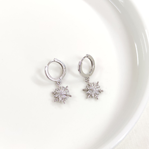 İTHAL KAR TANESİ GÜMÜŞ 12 MM HALKA KÜPE