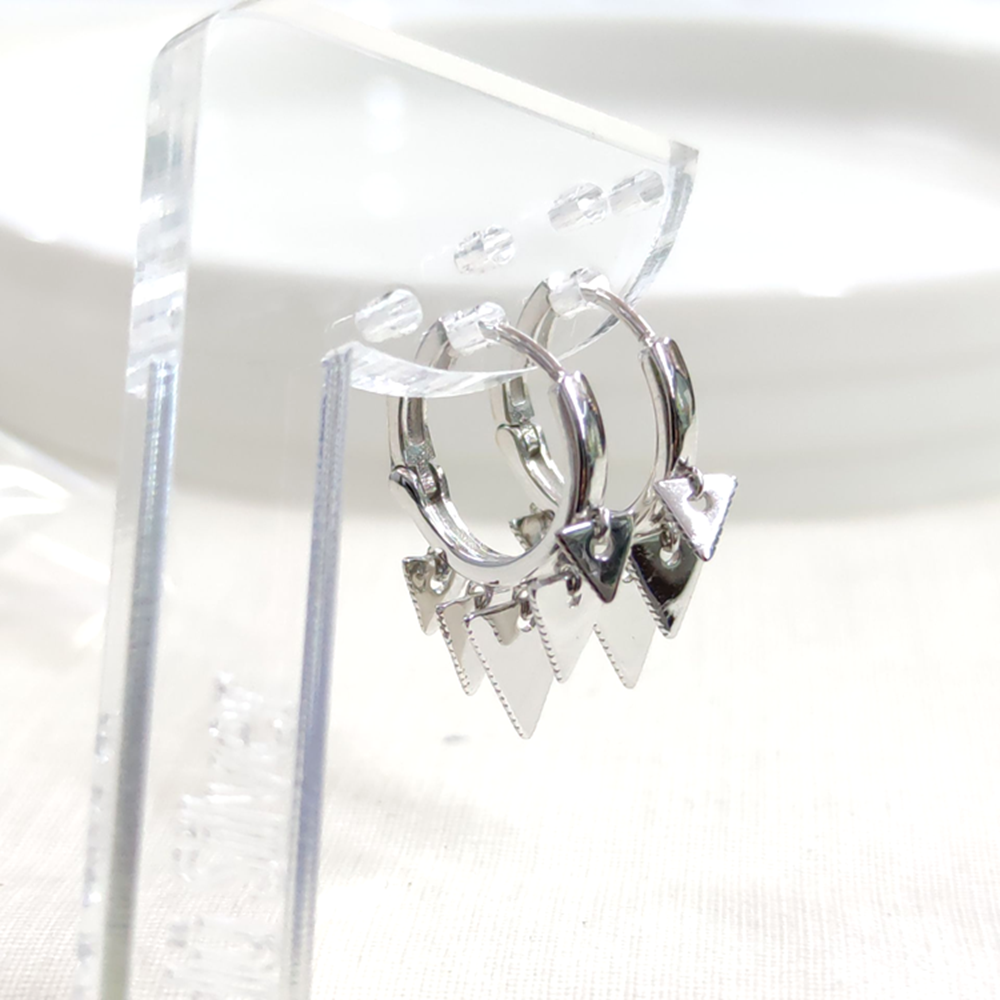 İTHAL SALLANTILI ÜÇGEN SHAK 12 MM GÜMÜŞ HALKA KÜPE