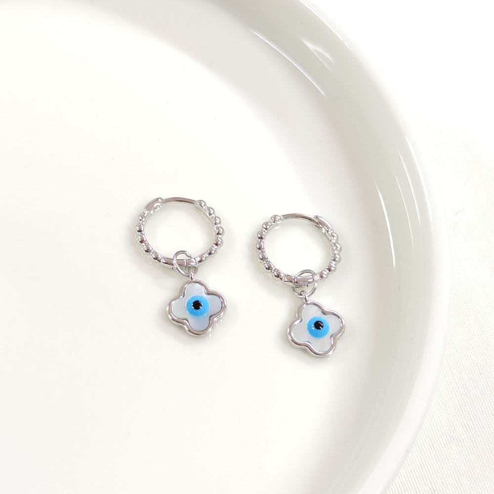 İTHAL SEDEF NAZAR BONCUKLU 12 MM GÜMÜŞ HALKA KÜPE