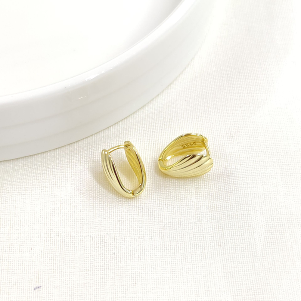 İTHAL MİDYE MİNİ GÜMÜŞ HALKA KÜPE - ALTIN SARI