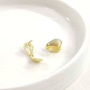 İTHAL MİDYE MİNİ GÜMÜŞ HALKA KÜPE - ALTIN SARI