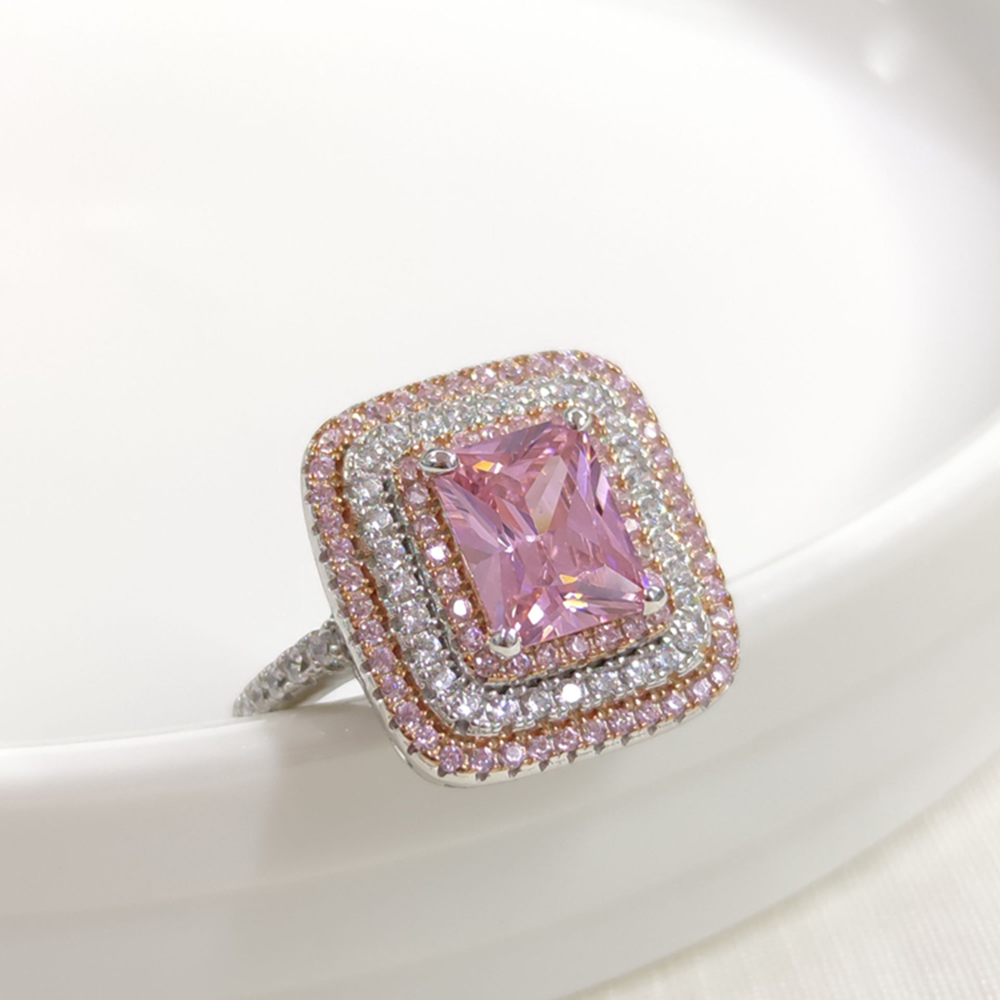 İTHAL PEMBE ZİRKON BAGET GÜMÜŞ YÜZÜK
