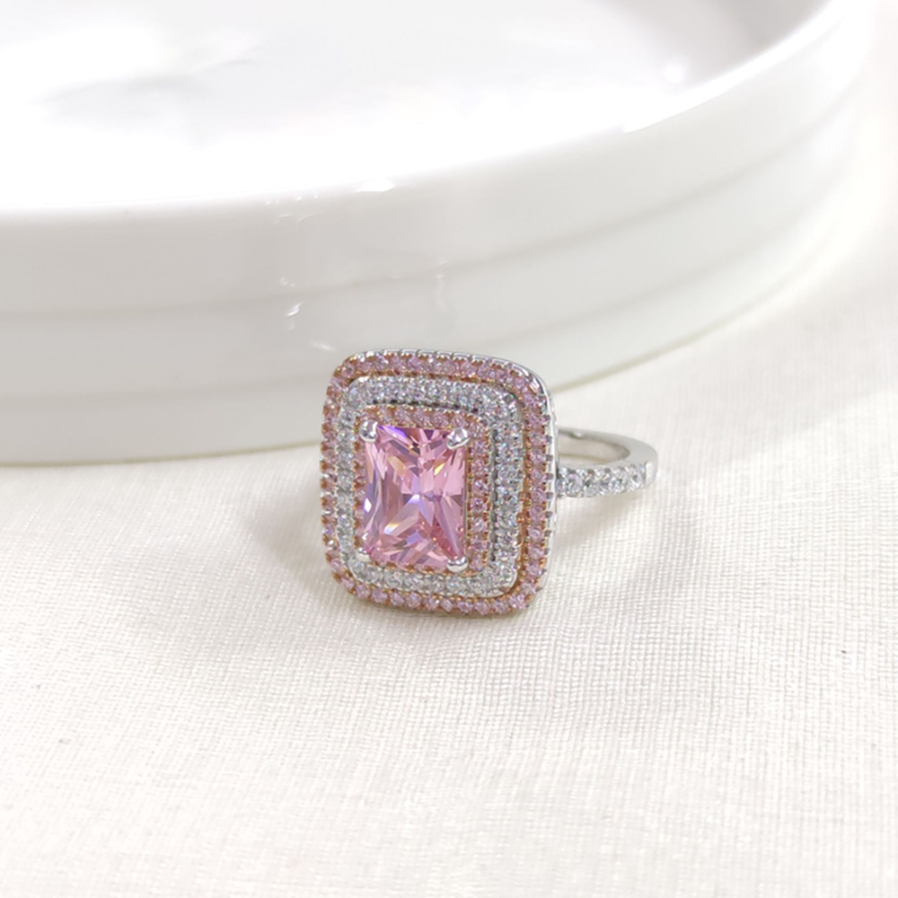 İTHAL PEMBE ZİRKON BAGET GÜMÜŞ YÜZÜK