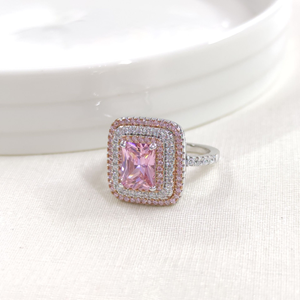 İTHAL PEMBE ZİRKON BAGET GÜMÜŞ YÜZÜK