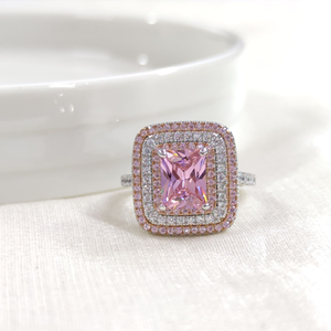 İTHAL PEMBE ZİRKON BAGET GÜMÜŞ YÜZÜK