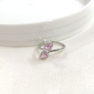 İTHAL ÇAPRAZ DAMLA PEMBE ZİRKON MİNİ GÜMÜŞ YÜZÜK - 15