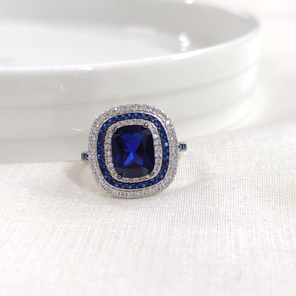 İTHAL SAFİR ZİRKON BAGET GÜMÜŞ YÜZÜK - 15