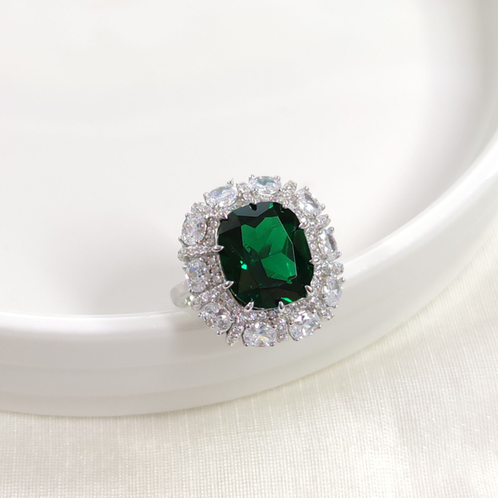 İTHAL ZÜMRÜT ZİRKON BAGET GÜMÜŞ YÜZÜK - 15