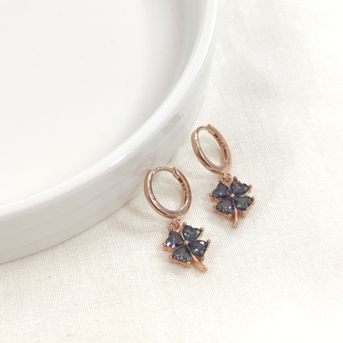 MİSTİK TOPAZ YONCA 10 MM HALKA GÜMÜŞ KÜPE