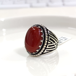 AKİK OVAL GÜMÜŞ ERKEK YÜZÜK