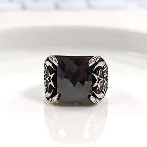 TÜRK YAZILI AY YILDIZ GÜMÜŞ ERKEK YÜZÜK