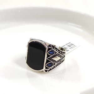 SİYAH TAŞLI GÜMÜŞ ERKEK YÜZÜK