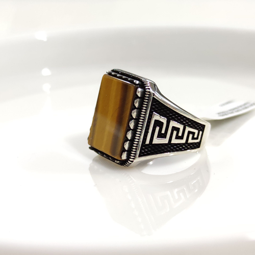 DÖRTGEN KAPLAN GÖZÜ GÜMÜŞ ERKEK YÜZÜK