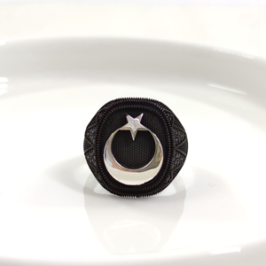 OVAL AY YILDIZ GÜMÜŞ ERKEK YÜZÜK