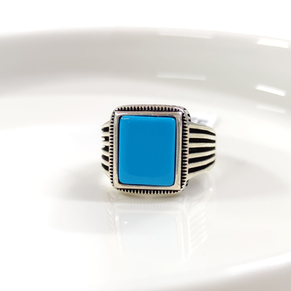 TURKUAZ TAŞLI GÜMÜŞ ERKEK YÜZÜK