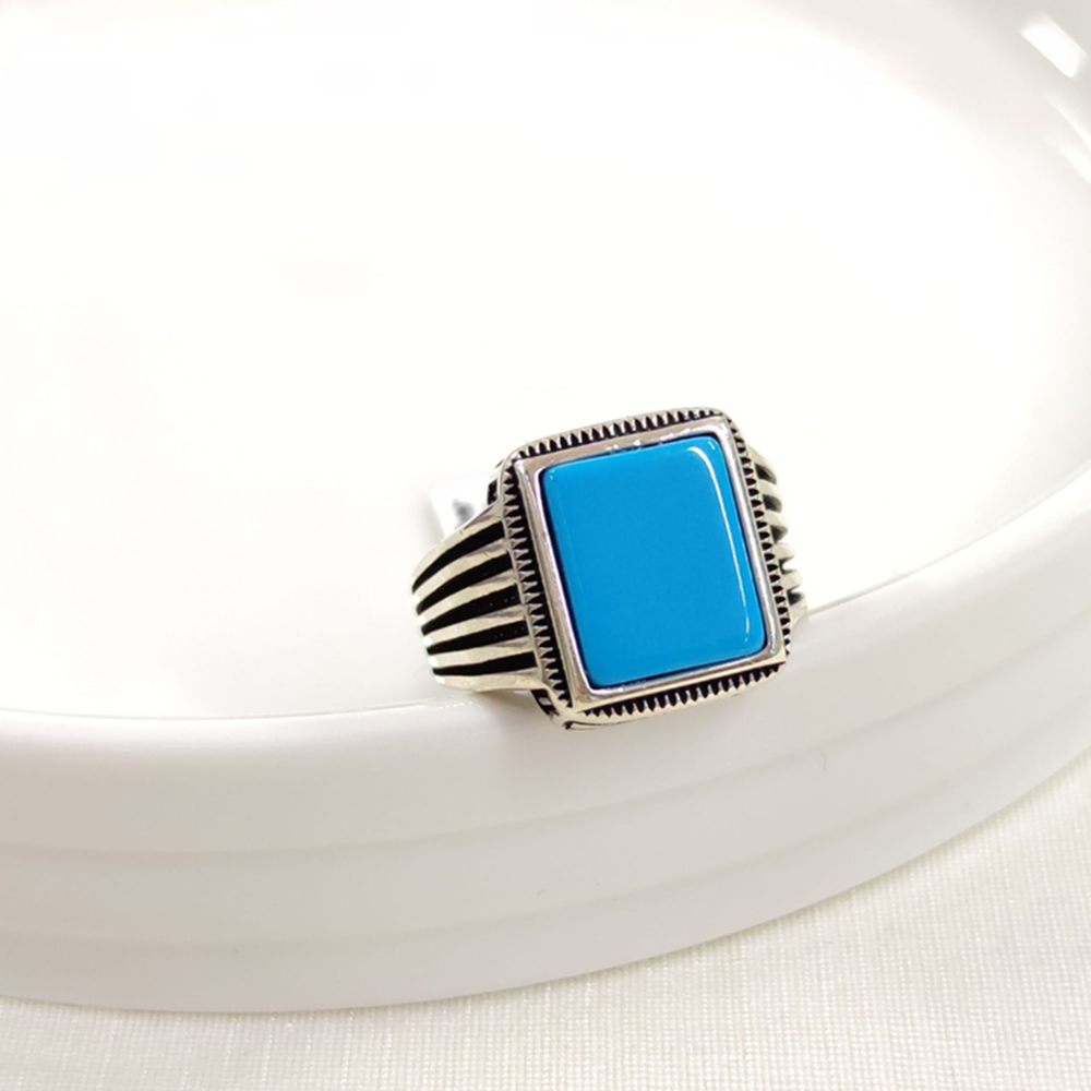 TURKUAZ TAŞLI GÜMÜŞ ERKEK YÜZÜK