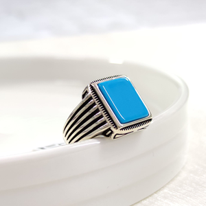 TURKUAZ TAŞLI GÜMÜŞ ERKEK YÜZÜK