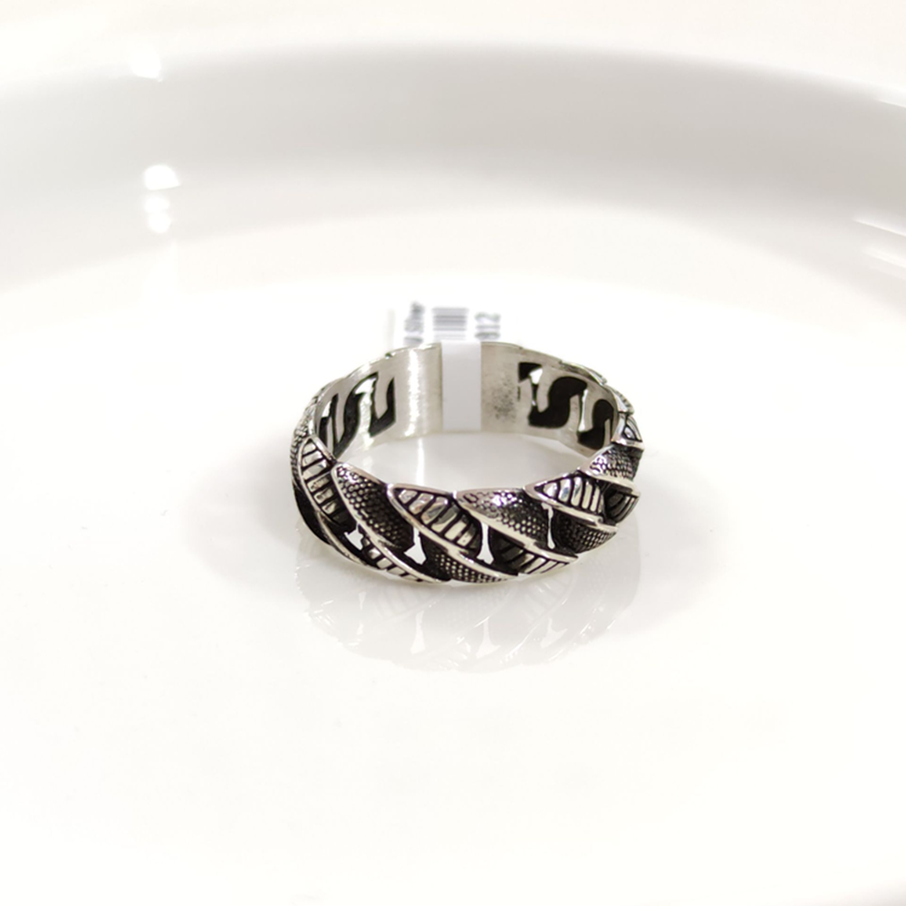 7 MM GÜMÜŞ BOMBELİ DESENLİ OKSİTLİ ALYANS YÜZÜK - 28