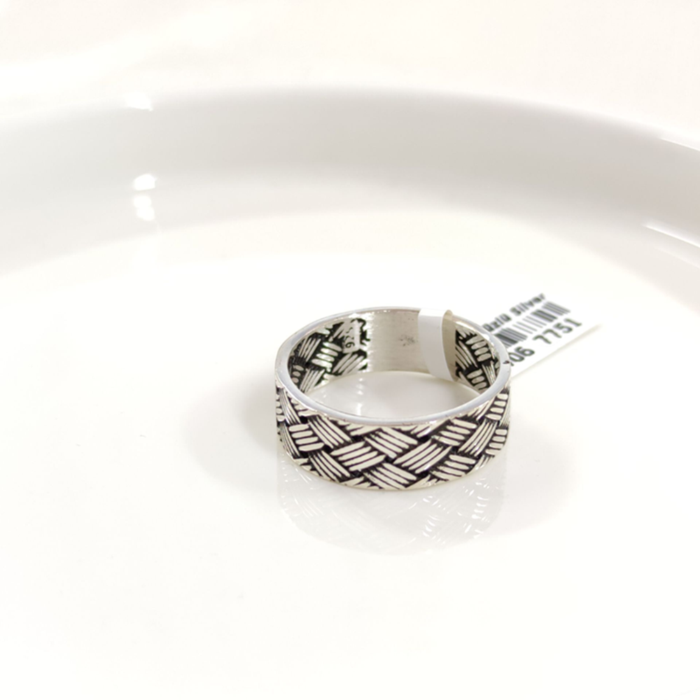 7,70 MM GÜMÜŞ ÖRGÜ DESENLİ OKSİTLİ ALYANS YÜZÜK - 19