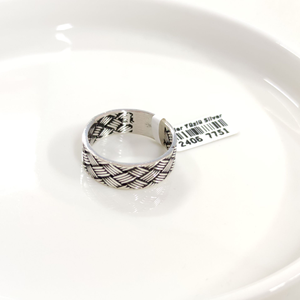 7,70 MM GÜMÜŞ ÖRGÜ DESENLİ OKSİTLİ ALYANS YÜZÜK