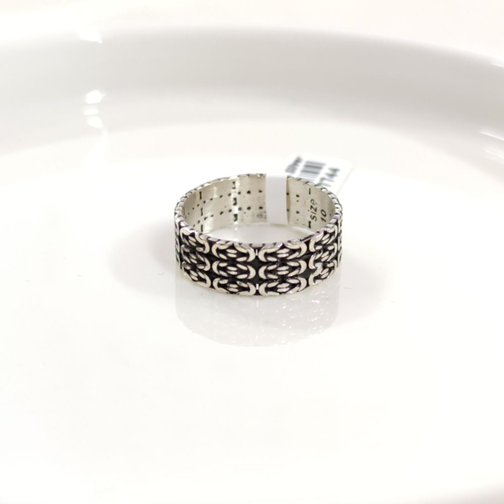 7,50 MM GÜMÜŞ KRAL DESENLİ OKSİTLİ ALYANS YÜZÜK - 22